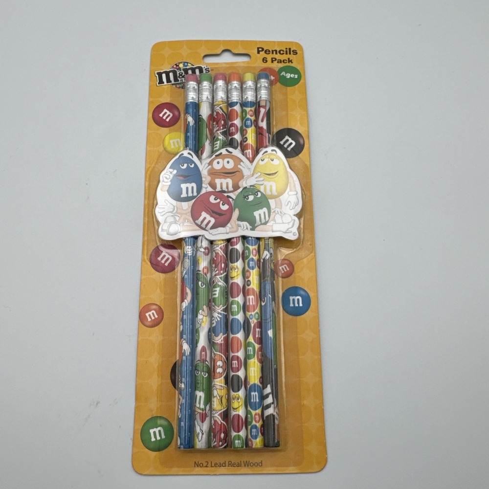 M&M 6 Pack Of Colorful Pencils New In Package 2008 Collectors Prop